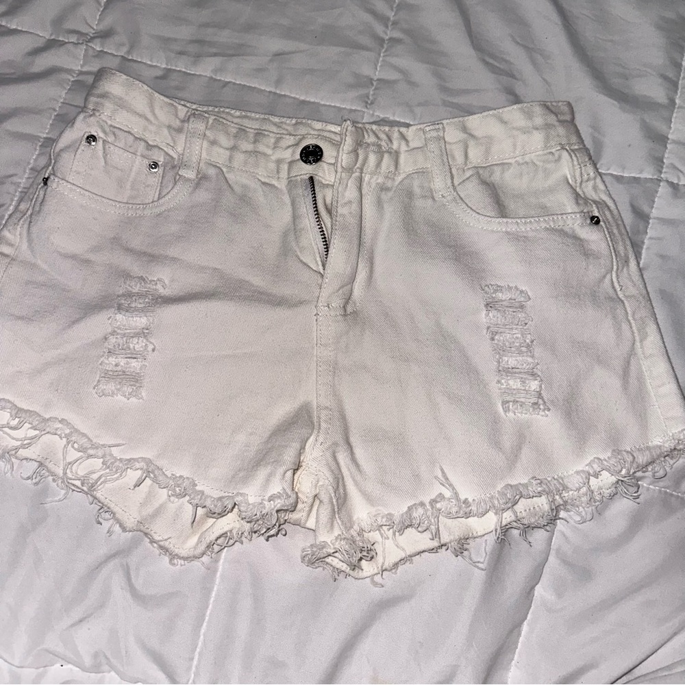 White Jean Shorts